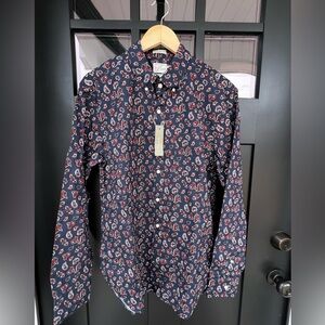 J. Crew Secret Wash Men's M Slim Navy Red Paisley Western Preppy Shirt NWT